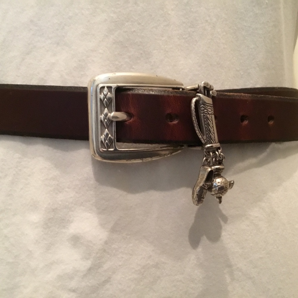 Brighton golf charm brown leather belt - SM